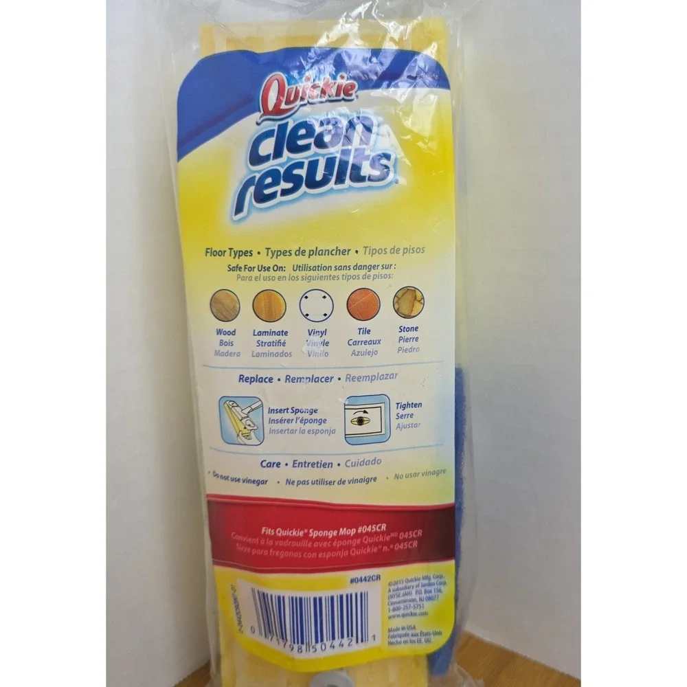 Quickie Clean Results Type‎ S Sponge Mop Refill #0442CR New